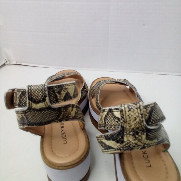 Lucky Brand Wedge Sandals Women 8 Tarhi Snake Skin Animal Print Ankle Strap - Picture 11 of 16